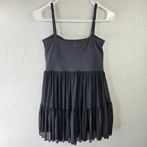 Blogilates Ballerina Active Dress Small Black Short Lined Ruffle Pleated Tiered - Picture 2 of 11